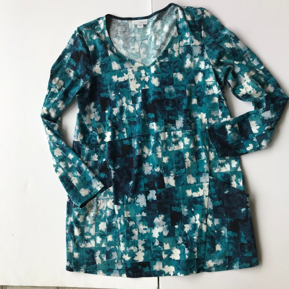 Pure Jill Tunic Top Small Abstract Front Pockets